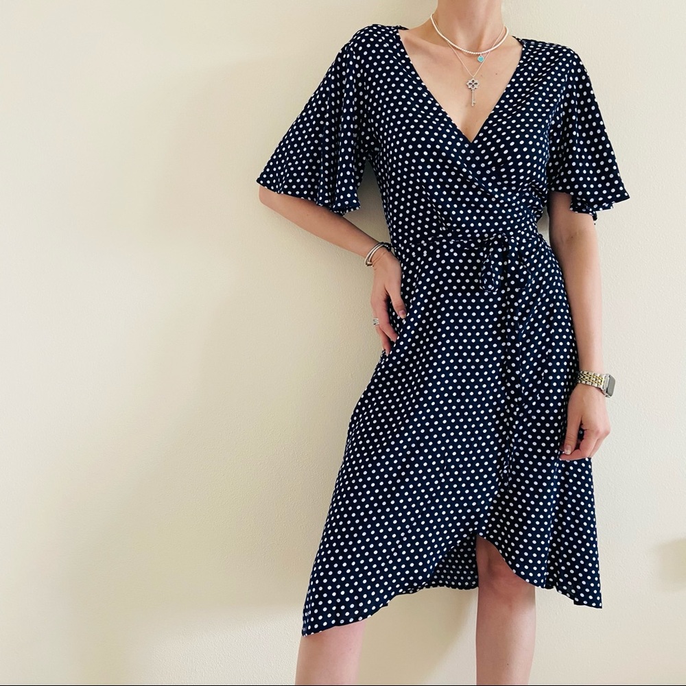 New Skye Grace Polka Dot Side Tie Wrap Cover Up Dress